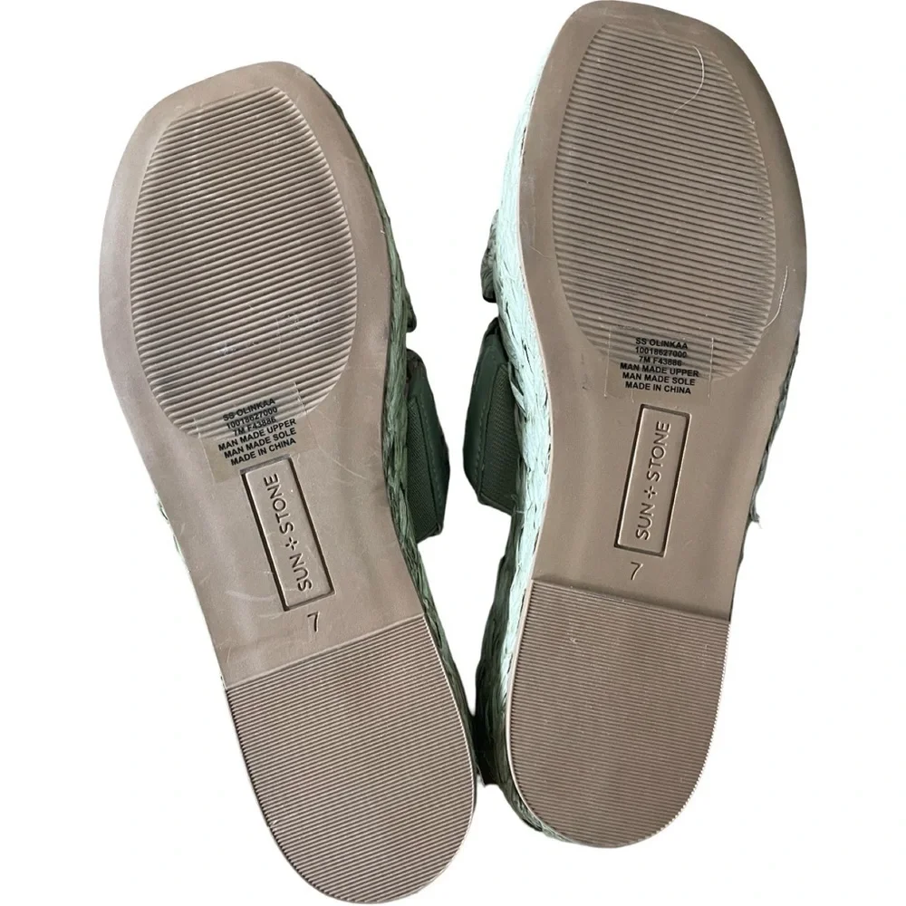 Sun + Stone Olinkaa Espadrille Platform Sandals Sage Green Size 7